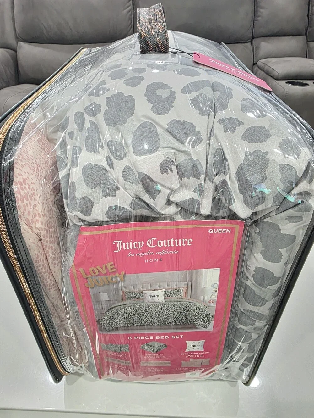 Juicy Couture QUEEN 8 Piece Leopard Gray Comforter Set Viral